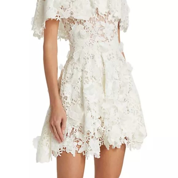 NWT Jason Wu Collection Floral Guipure Lace Cape Minidress in white size 2 #1128 - Picture 4 of 13
